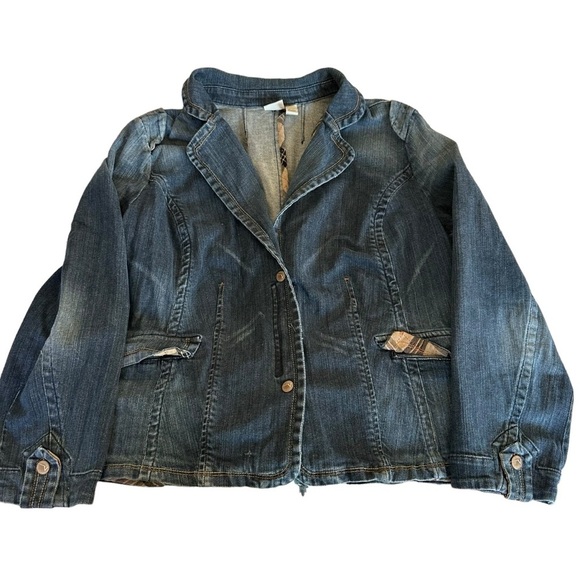 Venezia Women's Jean Jacket Dark Blue Denim 2 Button size 22/24 - Picture 1 of 4